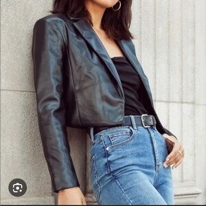 JustFab crop leather blazer